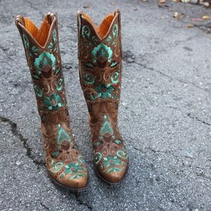 Old Gringo Cowgirl Boots... Stitched blue flowers